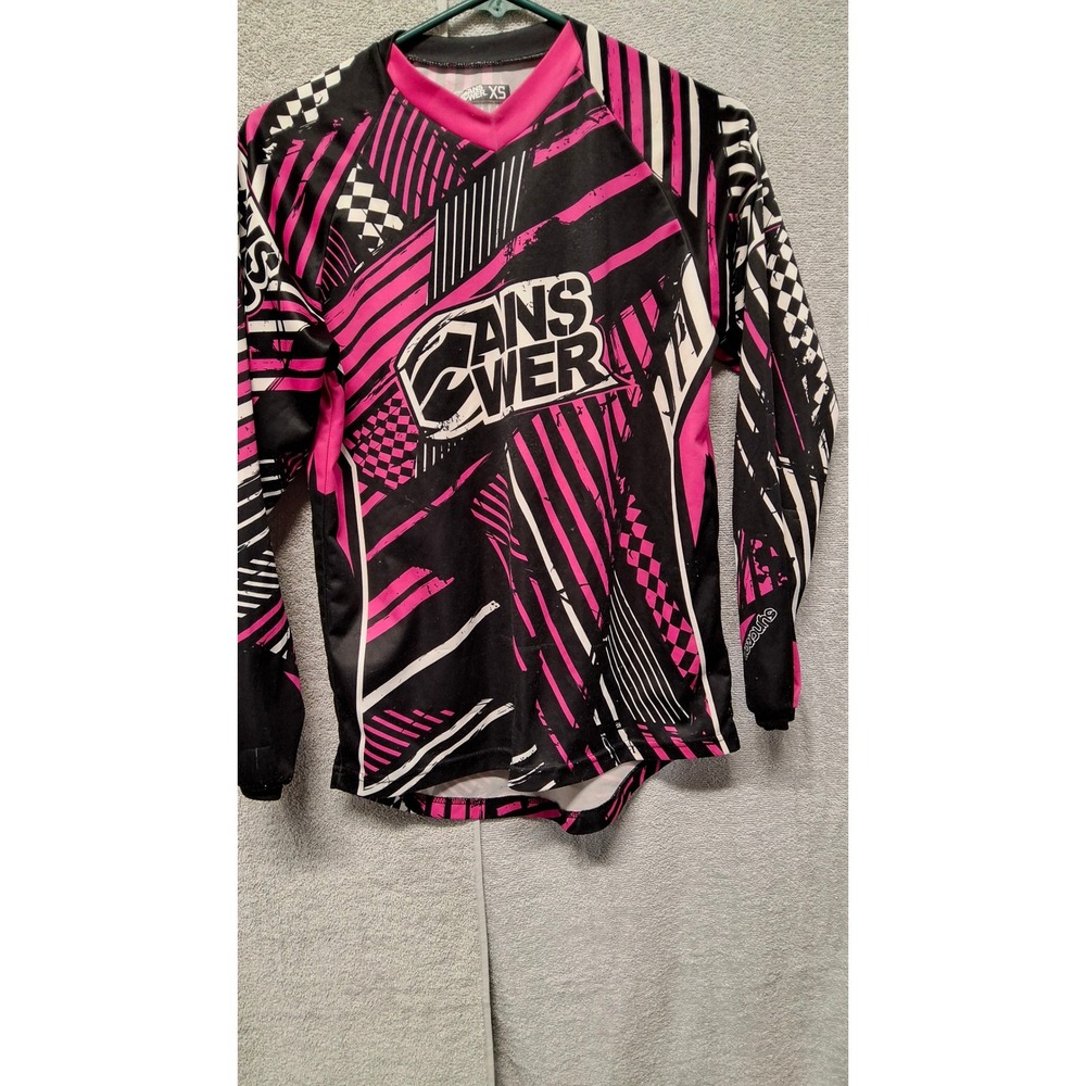 Answer Racing Motocross Jersey Pink Black White Graphic Youth XS Long Sleeve MX